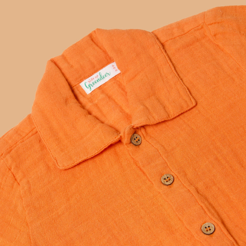 Cotton Collar Shirt for Kids | Orange