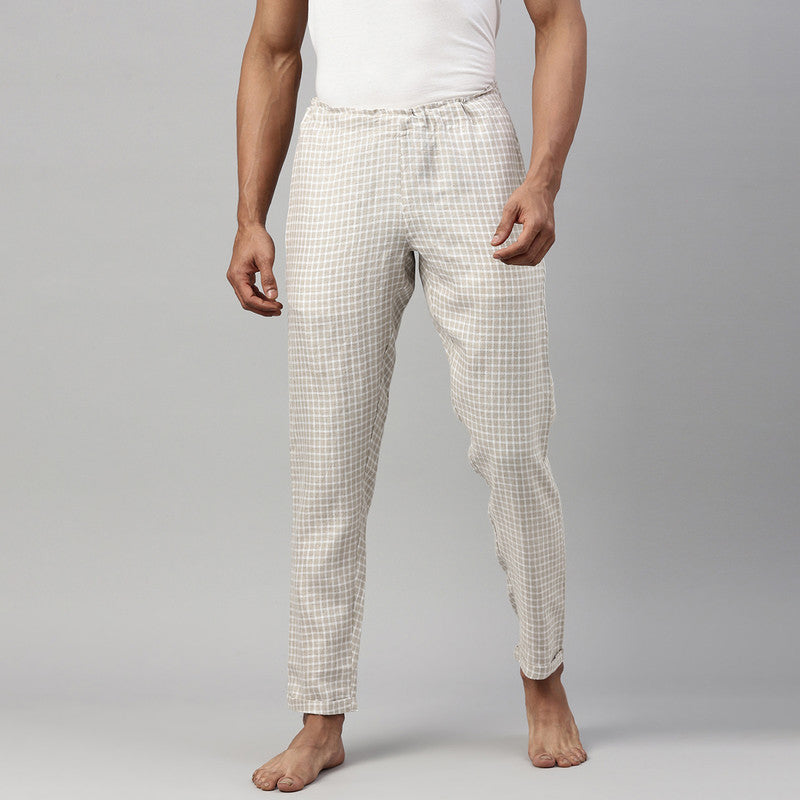 Lounge Pants For Men | Hemp | Beige & White