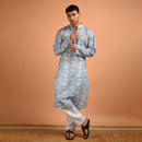 Cotton Block Print Kurta | Grey