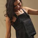 Hemp Slim Fitted Dungaree Top | Black