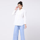 Cotton Curved Hemline Shirt | White