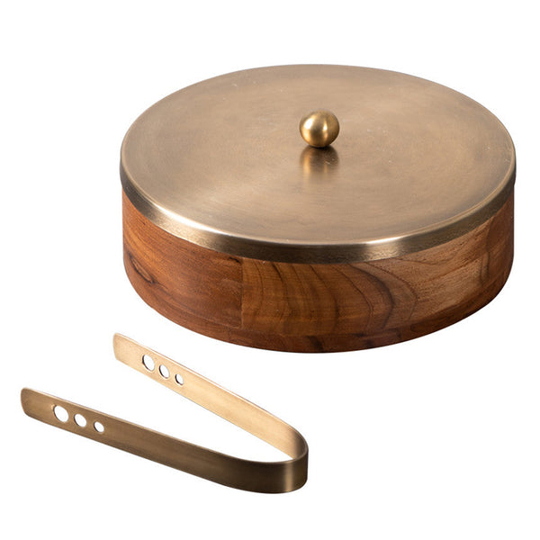 Teak Wood &  Stainless Steel Modish Roti Box | Brown & Gold