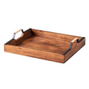 Teak Wood & Iron The Caned Serving Tray | Brown & Black.