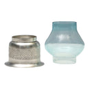 Silver Plated Candle Base With Glass Chimney | Blue