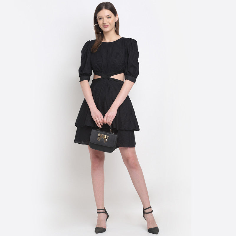 Tencel Cut-Away Dress | Black