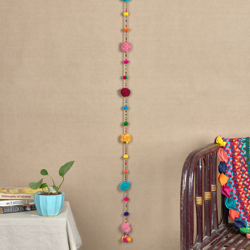 Festive Toran | Beaded Pom Pom Decorative String | Home Decoration