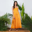 Handwoven Ikat Tier Dress | Yellow