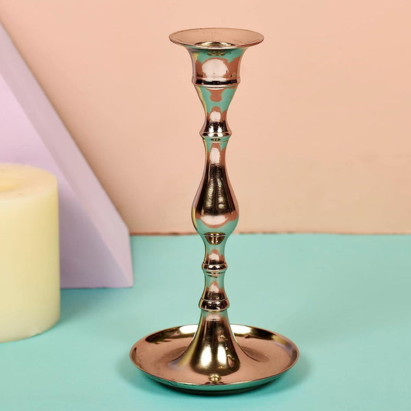 Brass Candle Stand | Candle Holder | Nickel Finish | 3.3x3.3x6.5 inches