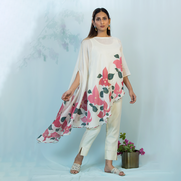 Chanderi Silk Drape Shirt | Off White