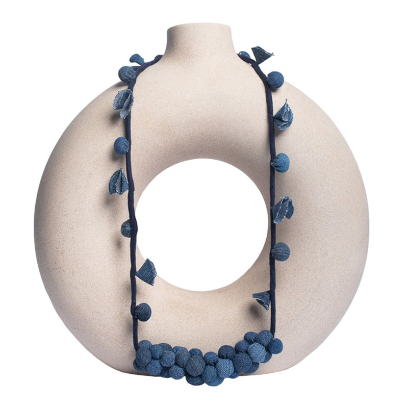Upcycled Denim Long Necklace | Blue