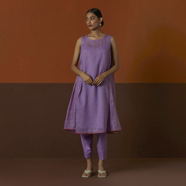 Cotton Silk Kurta | Purple