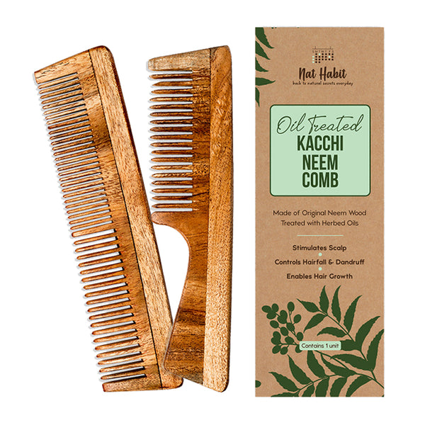 Nat Habit Neem Wood Comb | Hair Growth & Hairfall Control | Set of 2