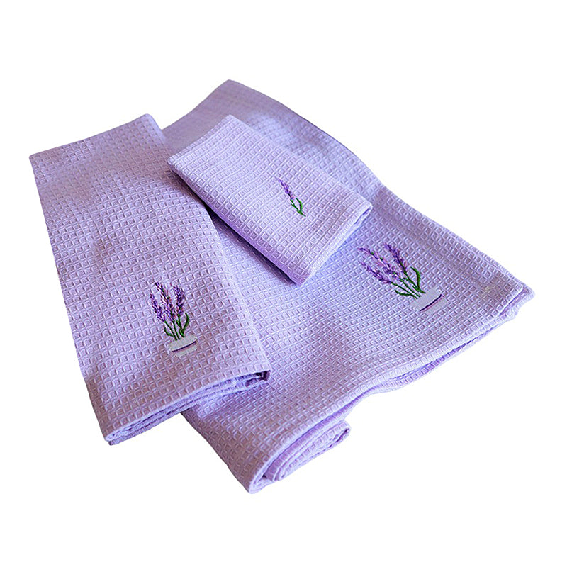 Cotton Towel Set | Bath Face & Hand Towel | Lavender | Set of 3