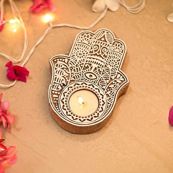 Wooden Tea Light Holder | Handcrafted Diya | Set of 2