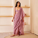 Festive Wear For Women | Pre Stitched Saree | Cotton Chanderi | Lavender