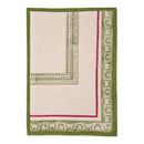 Cotton Table Mats with Napkins | Green & White | Set of 12