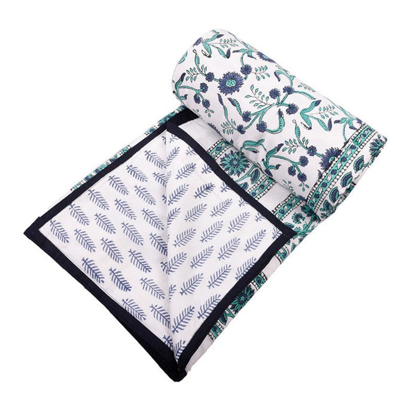 Mulmul Cotton Dohar | AC Blanket | Blue & Green