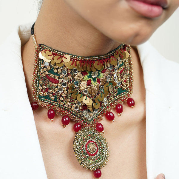 Kundan Stone Necklace | Gold & Green