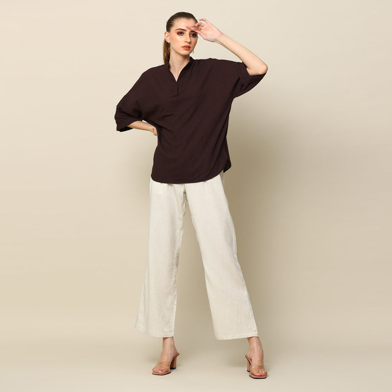 Organic Cotton Kimono Top | Coffee