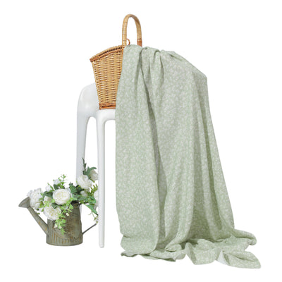 Organic Bamboo Cotton Baby Swaddle | Green | 120 x 120 cm