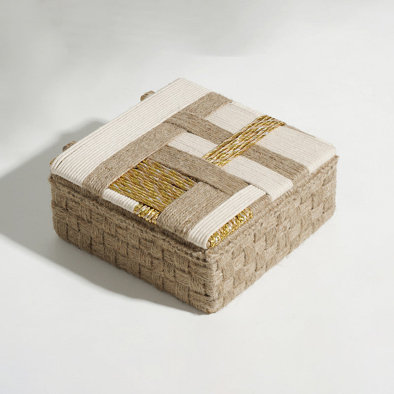 Storage Box | Cotton Jute and Upcycled Plastic | White & Gold