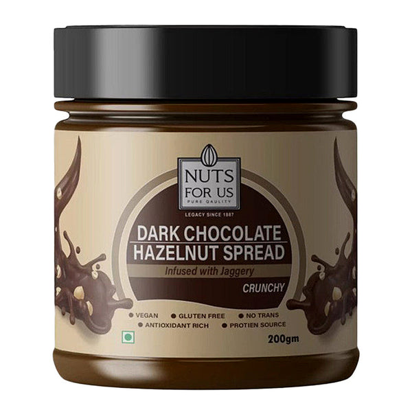 Chocolate Spread | Dark Chocolate & Hazelnuts | Crunchy | Protein Rich | 200 g