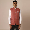 Linen Mens Nehru Jacket | Pink