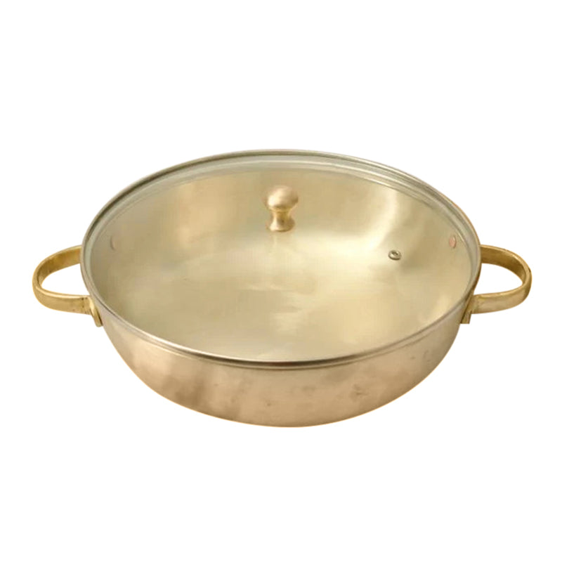 Bronze Casserole with Glass Lid | Kansa Utensils | 3.6 Litre