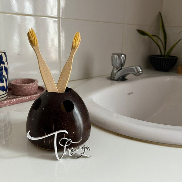 Coconut Shell Toothbrush Holder | Brown