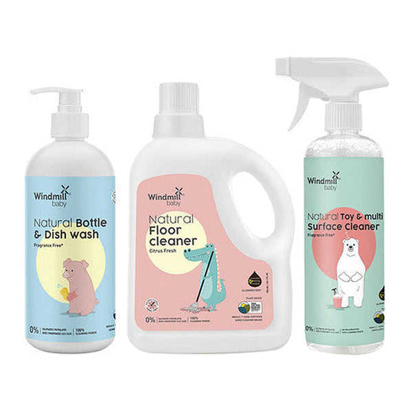 Natural Cleaning Kit | Dishwash Liquid | Floor & Surface Cleaner | Baby Safe | Set of 3