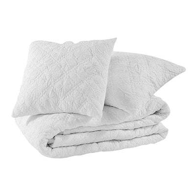 Cotton Muslin Bedspread With Cushion Cover | White | Set of 3