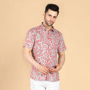 Cotton Shirt for Men | Hand-Block Print | Red