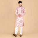 Cotton Kurta for Men | Hand-Block Print | Pink