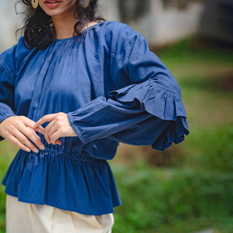 Cotton Indigo Top for Women | Full Sleeves