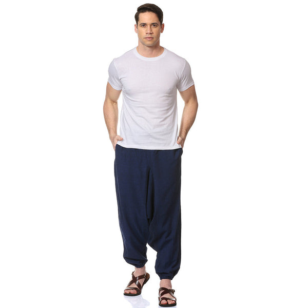 Cotton Harem Pants for Men | Dark Blue & Cream | Pack of 2