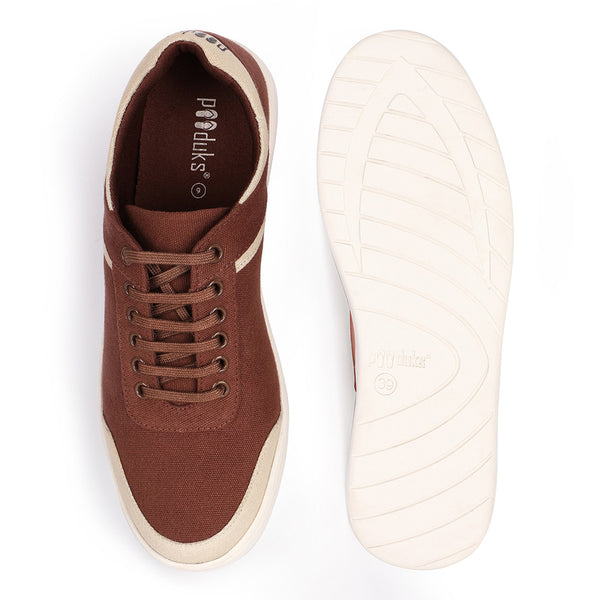 Paaduks Canvas Sneakers for Men | Brown & Beige