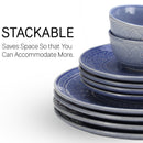 Ceramic Dinner Set | 6 Dinner Plates & 12 Bowl Katori | Mist Blue | Set of 18