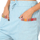 Cotton Jogger Pants for Women | Sky Blue | Front Pocket