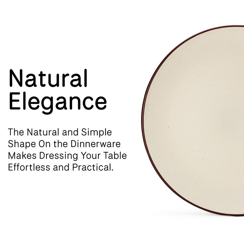 Ceramic Serving Dinner Plates | Stoneware | Dinnerware | Off White | Set of 4