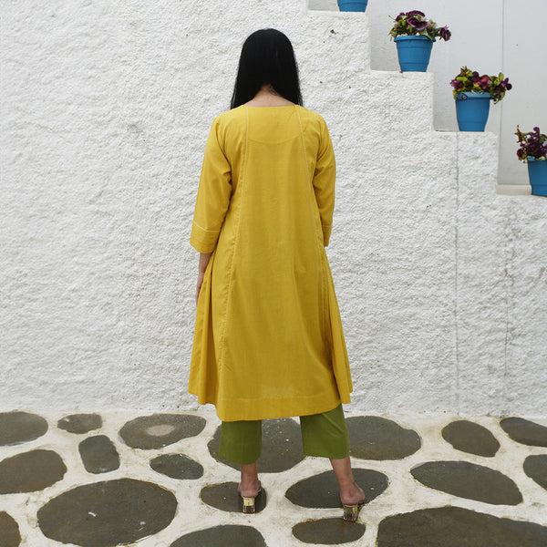 Cotton Yellow Kurta for Women | A-Line