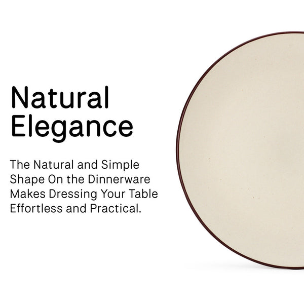 Ceramic Serving Plate | Stoneware | Microwave & Dishwasher Safe | Off White | Small | Set of 4