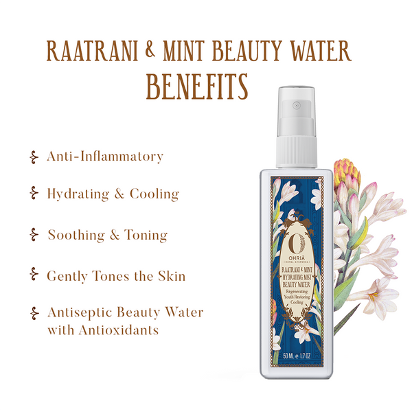 Ohria Ayurveda Facial Mist Beauty Water | Raatrani & Mint | 100 ml