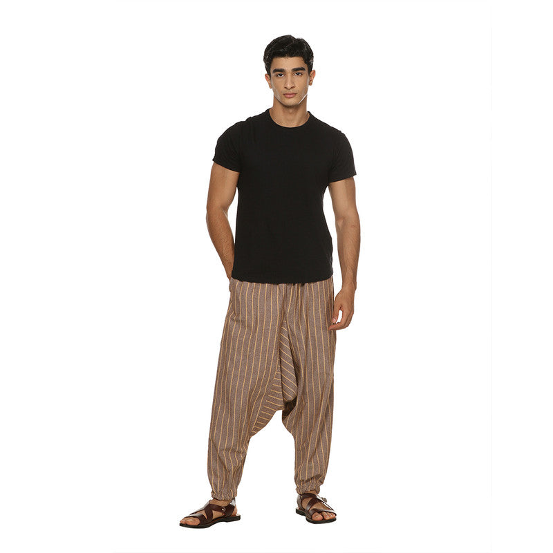 Cotton Harem Pants for Men | Blue & Brown | Pack of 2 | Stripes