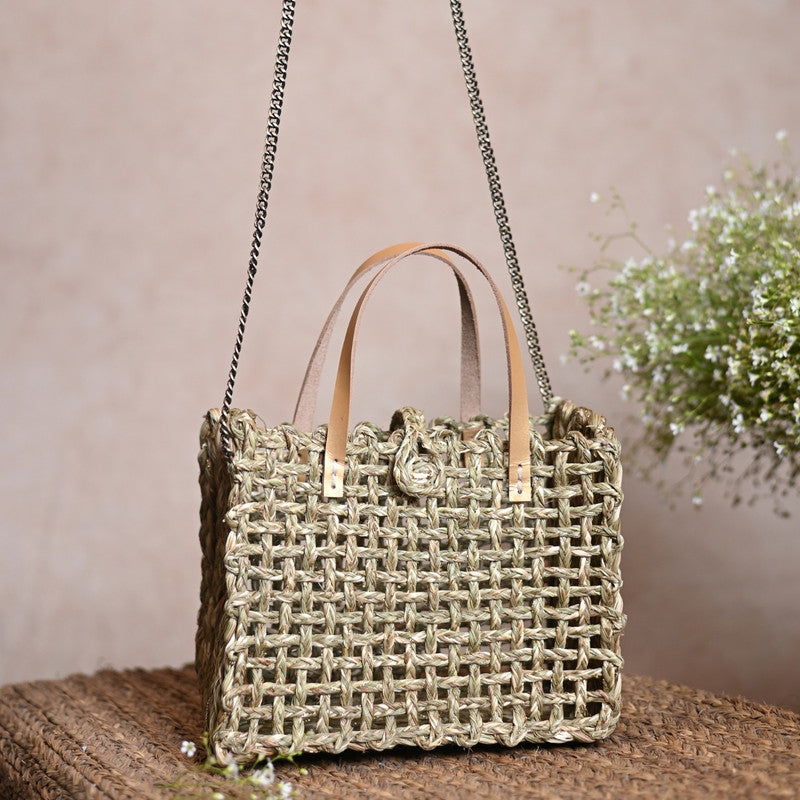 Mini Handbag for Women | Sabai Grass | Gold