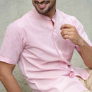 Linen Shirt for Men | TENCEL Lyocell | Charm Pink | Half Sleeves