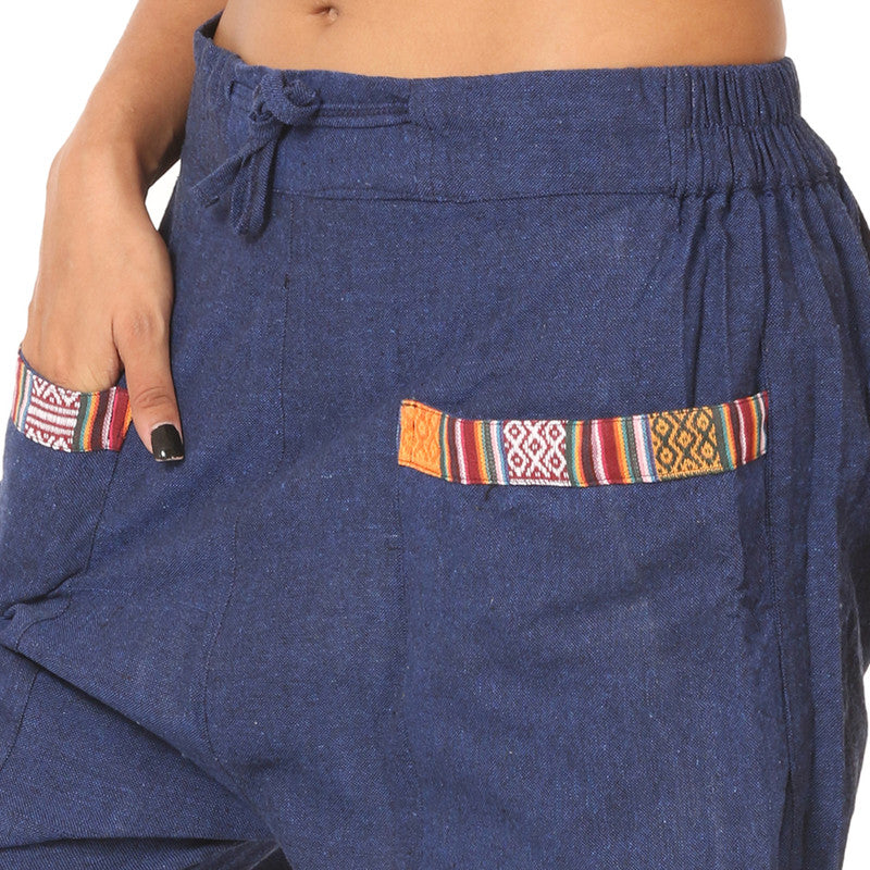 Cotton Jogger Pants for Women | Dark Blue | Front Pocket