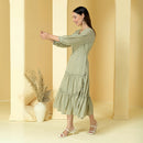 Cotton Tiered Dress for Women | Sage Green