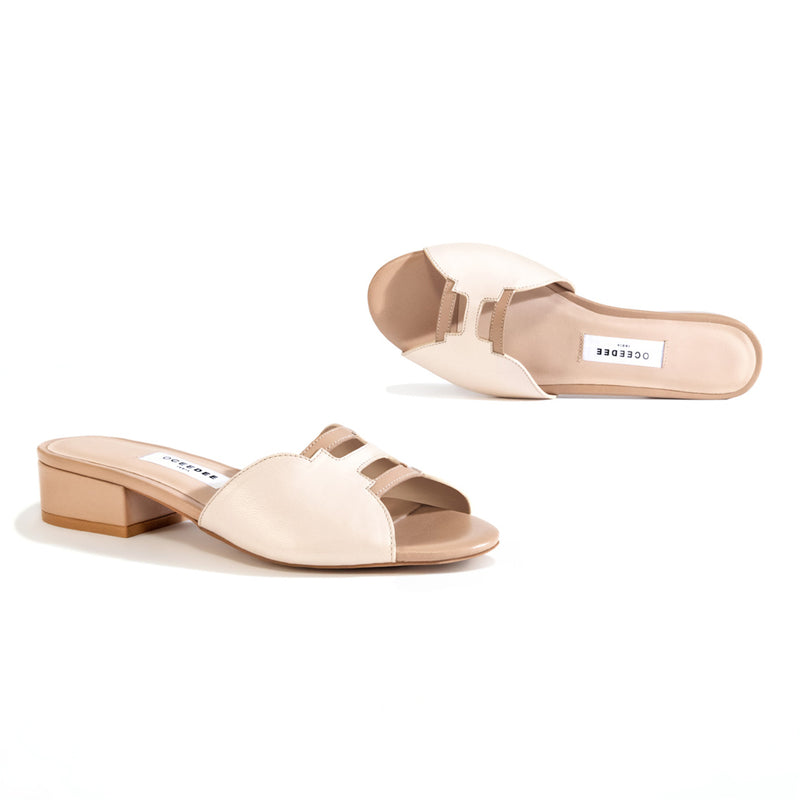 Ethically Sourced Leather Slides | Ivory & Nude
