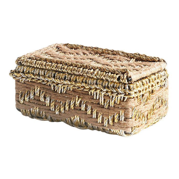 Jute Storage Box | Upcycled Plastic | Brown & Gold