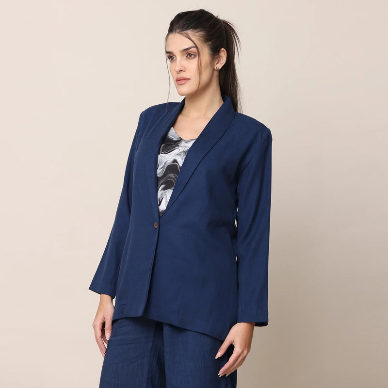 Cotton Tencel Blazer | Navy